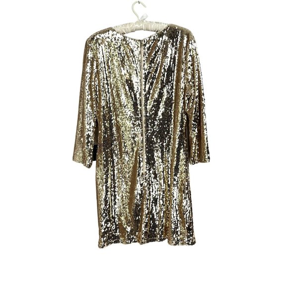 NWT Gold Sequin Lulus Bodycon Mini Dress Long Sleeve XL - Picture 3 of 5
